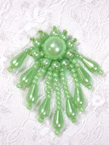 0043  Lime Green Dangle Beaded Applique 2