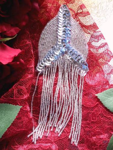 0099 Silver Epaulet Beaded Sequin Applique 6