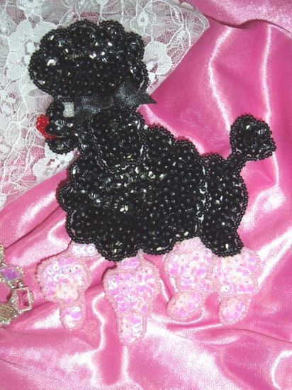 0105  Black Poodle Beaded Sequin Applique 6