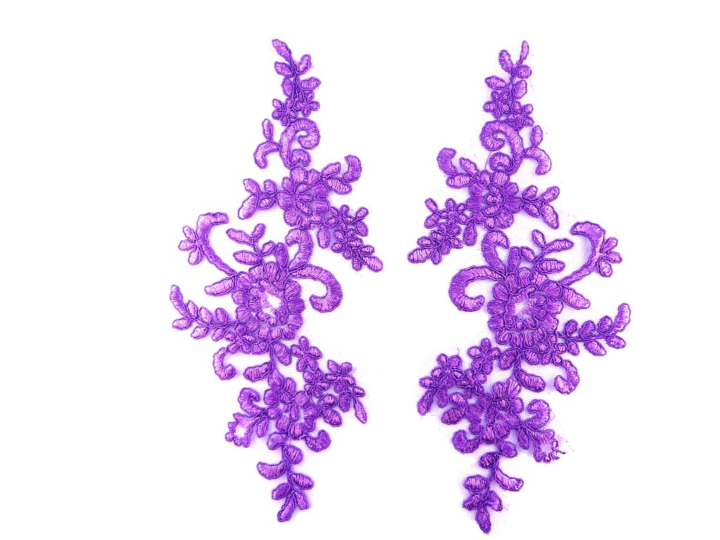 Mirror Pair Appliques Purple Floral Venise Lace  9.5 (GB455X-pur)
