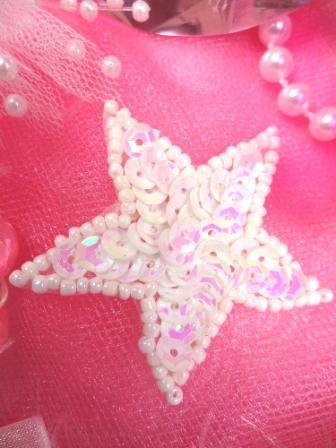 White AB Star Applique 1.5 Sequin Beaded JB71