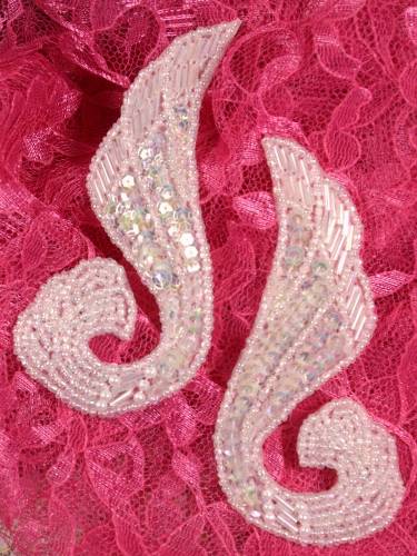 0123 Aurora Borealis Crystal AB Swirl Mirror Pair Sequin Beaded Appliques