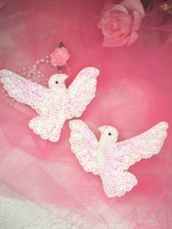 crochet to letters 3d how Applique Dove Sequin White Beaded