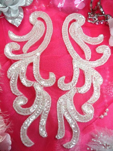 0170 Crystal Mirror Pair Sequin Beaded Appliques 9\