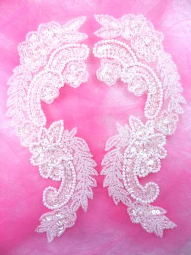 0180 Appliques Crystal Mirror Pair Sequin Beaded 8.25