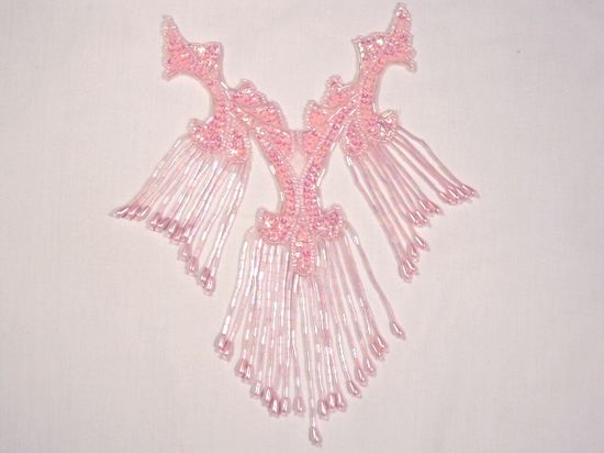 0181 Pink Crystal AB Collar Sequin Beaded Applique  8.5