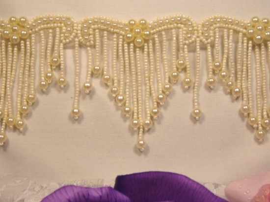 Elegant Ivory Beaded Victorian Trim / Appliques 0229