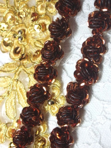 0248  Bronze Sequin Floral Trim 1/2