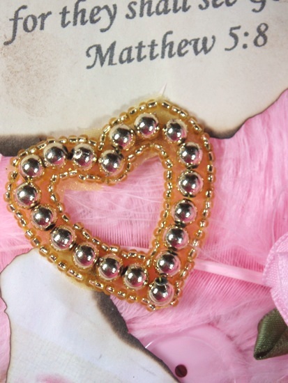 0265B Single Gold Beaded Heart  1.5