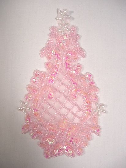 Pink Crystal Ab  Beaded Sequin Applique 6.5 0278