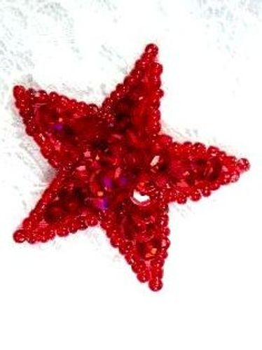 JB70 Star Applique Red One Inch Beaded Sequin 1