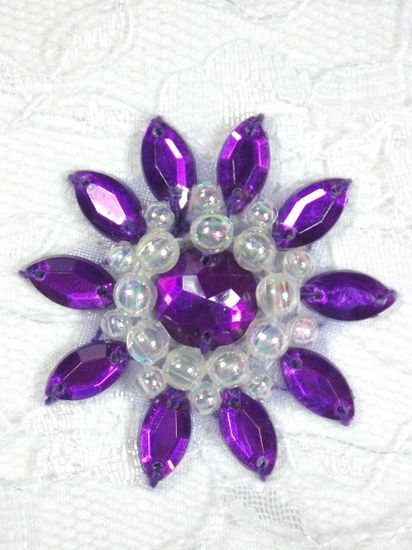 0342 Purple  / Crystal AB Jewel Beaded Applique 1.5\