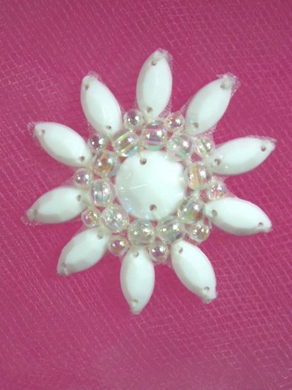 0342  White  / Crystal AB Jewel Beaded Applique 1.5\