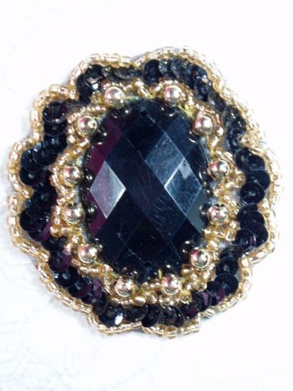 0346 Black / Black Jewel Sequin Beaded Applique 2\