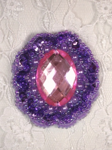 0346  Lavender Pink Jewel Sequin Beaded Applique 2