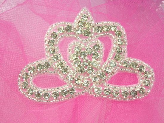0354  Royal Crown Genuine Rhinestone Beaded Applique 3\