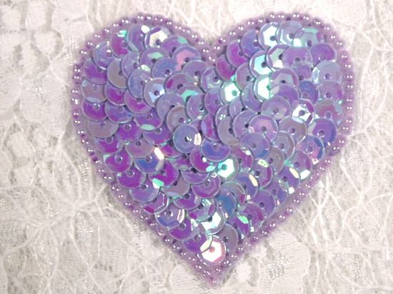 0363  Lavender AB Heart Beaded Sequin Applique 2