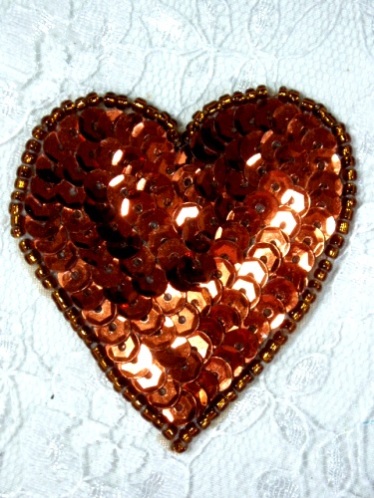 0363  Bronze Heart Beaded Sequin Applique 2