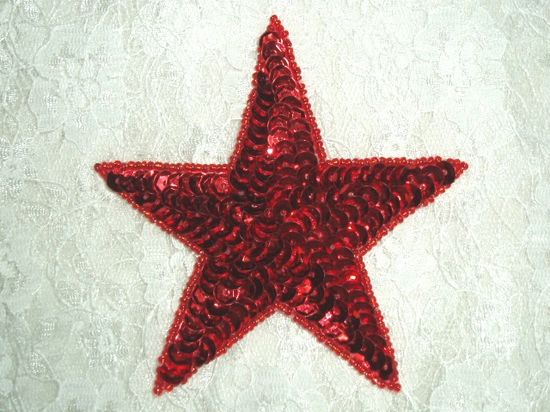 0365  Red Star Beaded Sequin Applique  4\