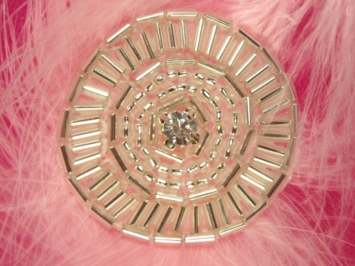 0367 Silver Circle Round Rhinestone Beaded Applique 1.5