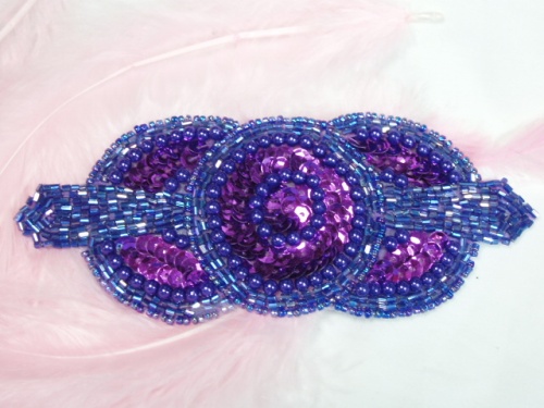 0369 PurpleTriple Circle Sequin Beaded Applique
