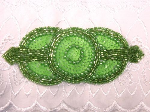 0369 Lime Green Triple Circle Sequin Beaded Applique