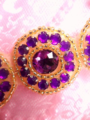 0379 Trim Endless Circle Mulberry Rhinestone Round Gold Beaded 1.25