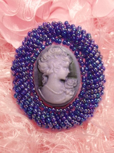 0383  Purple AB Victorian Cameo Beaded Applique 2