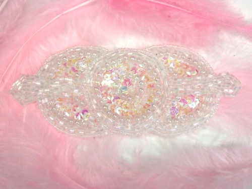0369 Crystal AB Triple Circle Sequin Beaded Applique