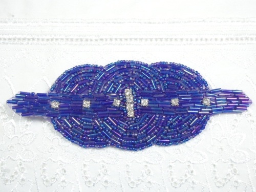 0409  Purple AB Rhinestone Triple Circle  Beaded Applique  5.75