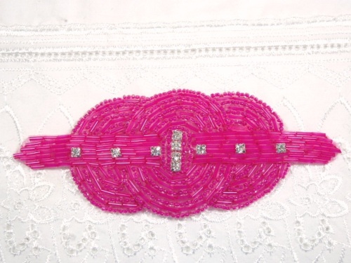 HB9040 Fuchsia Beaded Rhinestone Hair bow