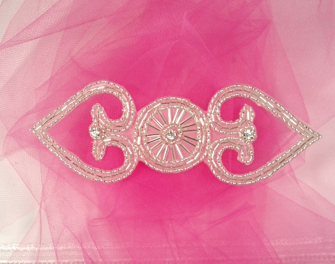 0425  Silver Rhinestone Beaded Applique 6.75