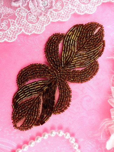 0501 Eyes of Wisdom Beaded Applique Chocolate Brown 5\