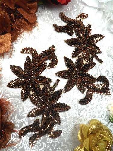 0505  Bronze Mirror Pair Beaded Sequin Appliques 6
