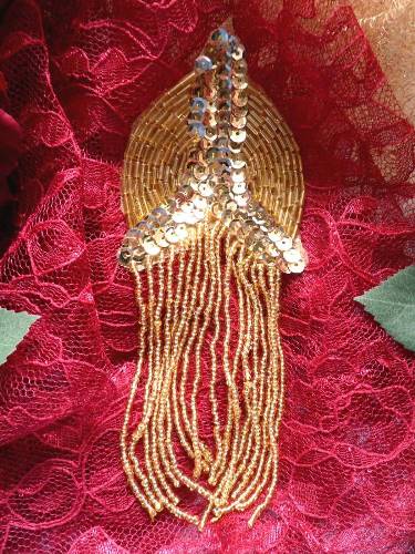 XR108 Gold Epaulet Beaded Sequin Applique