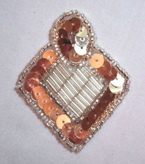 K1194  Gold and Silver Diamond Sequin Beaded Applique  2.25