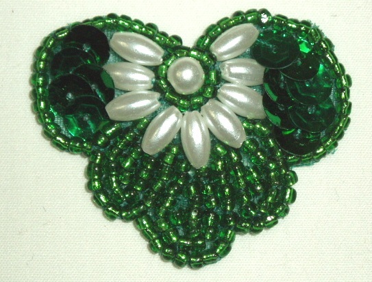 K1231 Green Pearl 1.75 Sequin Beaded Applique  K1231