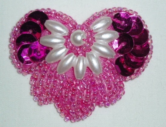 K1231  Fuchsia Pearl 1.75 Sequin Beaded Applique