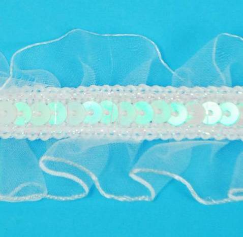 E6196 Crystal AB Aurora Borealis Organza Sequin Sewing Craft Trim 1.5\