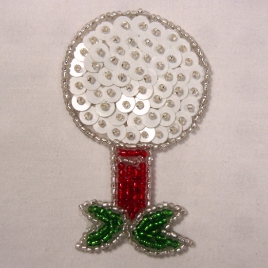 Golf Ball on Tee 3  Sequin Beaded Appliques 0187