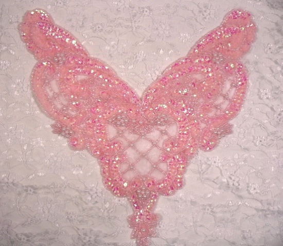 0060 Pink Crystal AB Bodice Sequin Beaded Applique 11