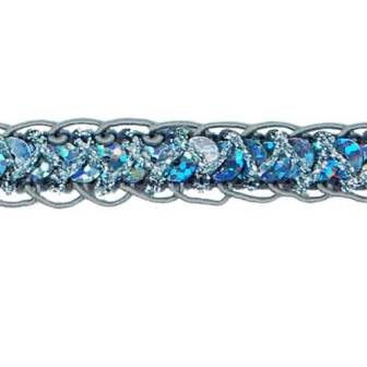 E4570  Hologram Gunmetal Braided Cord Sequin Trim