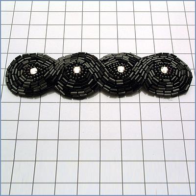 FS2239  Black Braided Rhinestone Beaded Applique 4.75\