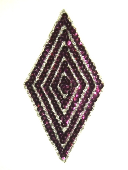 RMK8385  REDUCED Purple Wine Diamond Sequin Beaded Applique 5.5