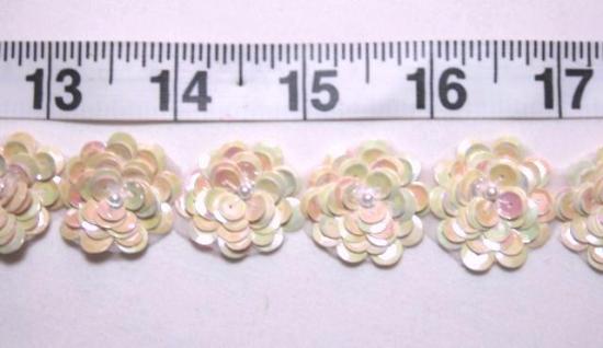 T8900 Ivory light Yellow Ab Flower Sequin Pearl Appliques or Trim 1