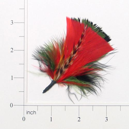 E4116  Red  Brown & Green  Feather 3.25