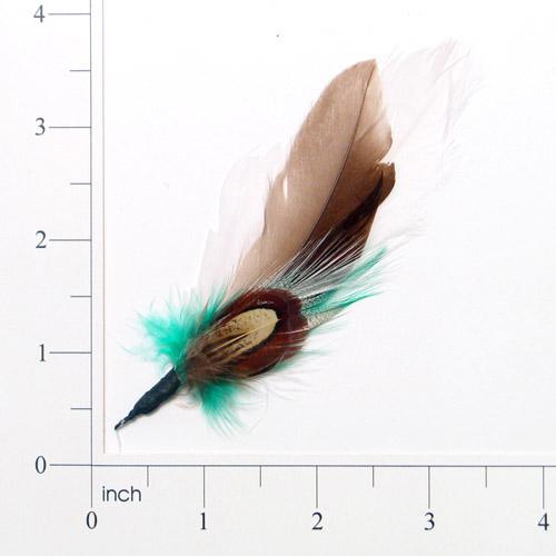 E4148  Green Brown & White Feather 4