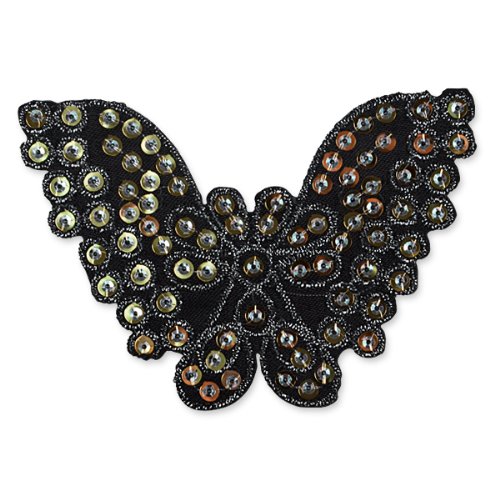 E1311  Butterfly Brown Sequin Applique Embroidered 4.25