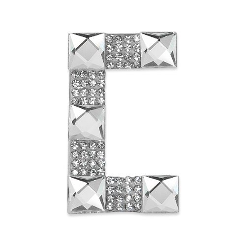 E1327C  Rhinestone Letter Applique C Iron On Patch Crystal 2.5