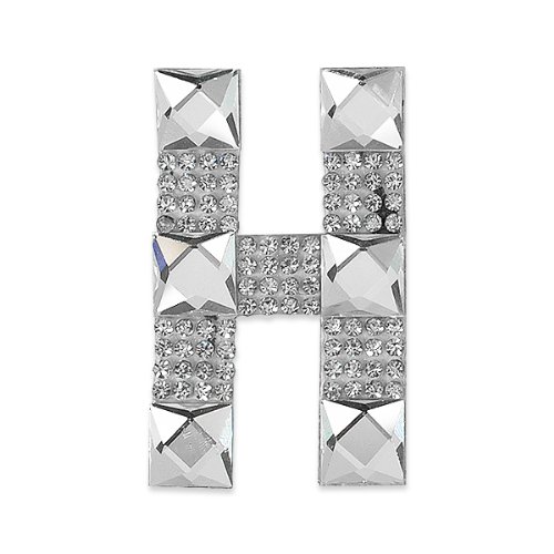 E1327H  Rhinestone Letter Applique H Iron On Patch Crystal 2.5